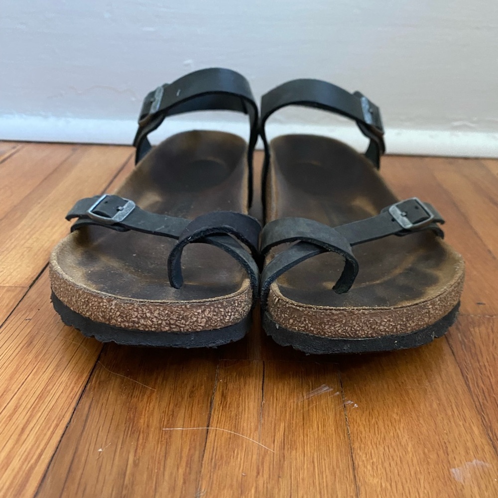 Taormina Black Leather Birkenstock Sandals